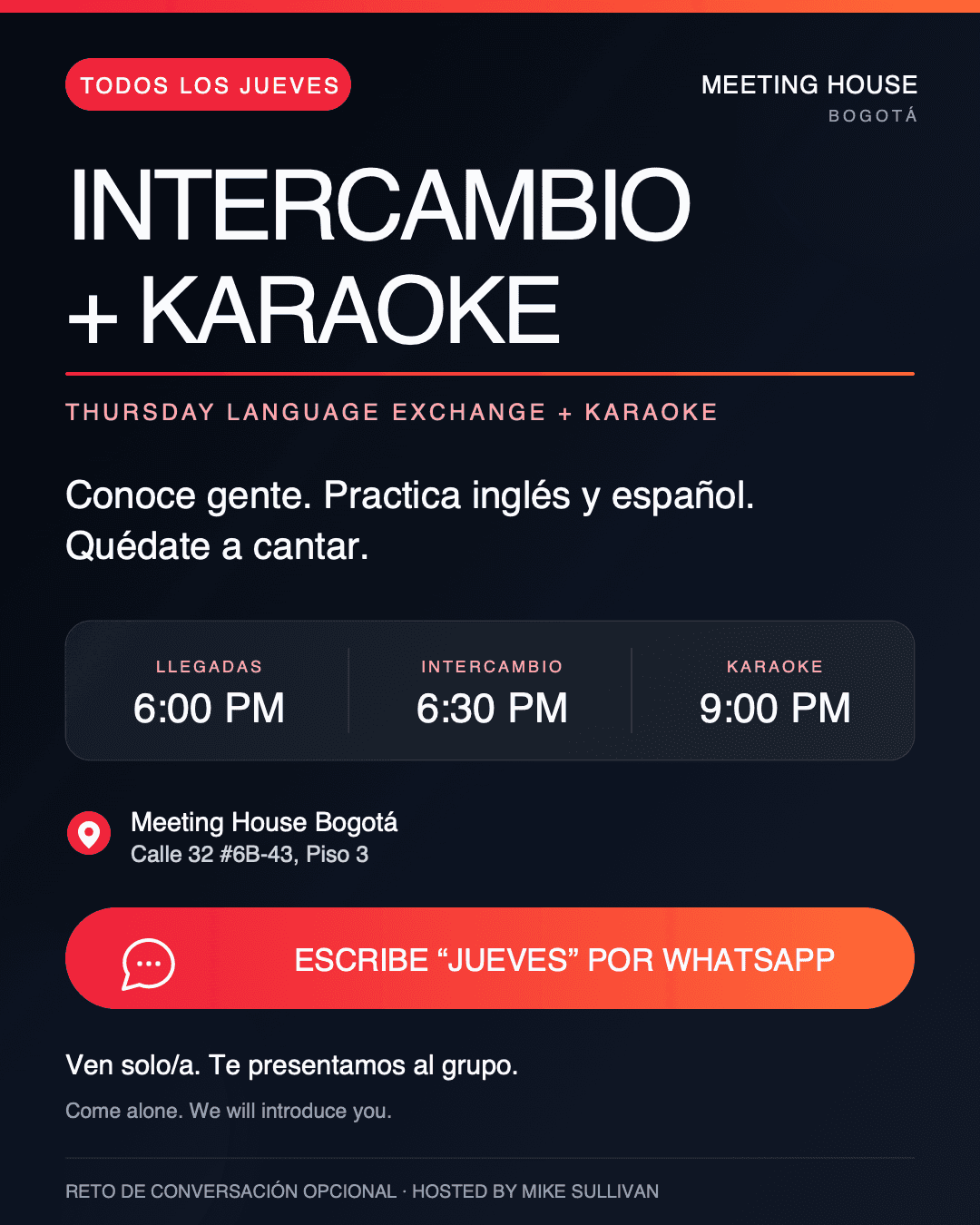 Thursday Real-World English Practice at Meeting House Bogotá